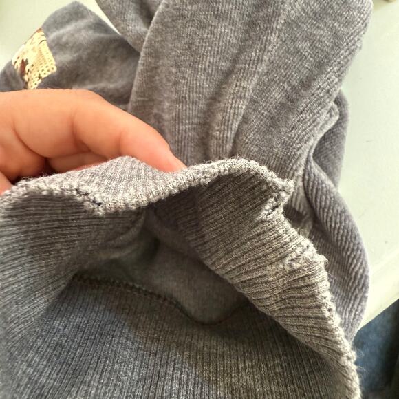 VS PINK Y2K Hoodie Dog Logo Sz Large Full ZIp Gray Velour Gold Sequin LOVE PINK - Picture 8 of 11